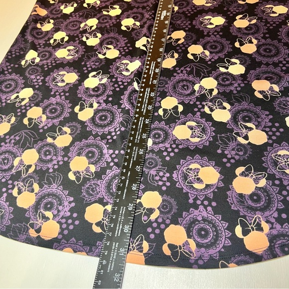 EUC XXS Disney LuLaRoe Irma Tunic Top Short Sleeve, Black, Purple, & Orange 121 - Picture 6 of 9